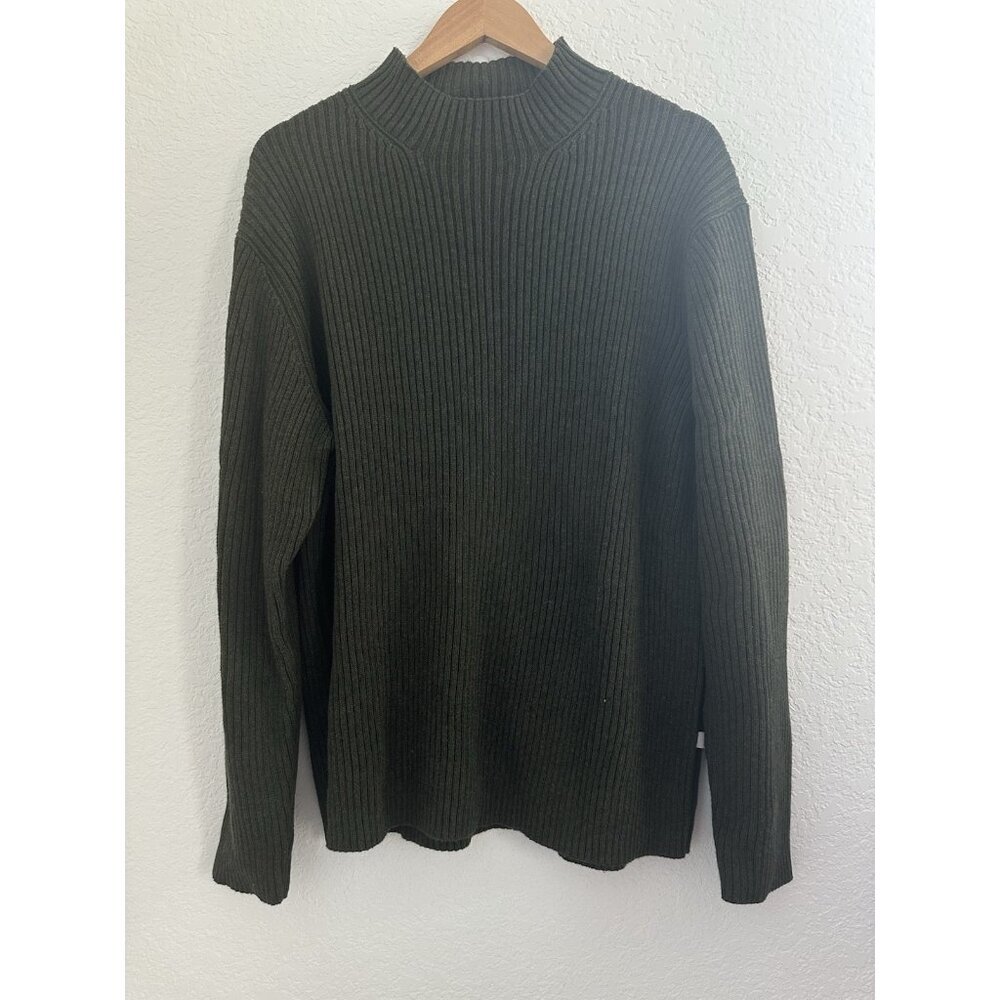 COVINGTON Men's Cable-Knit Sweater XL Olive Green Cotton Grandpacore‎ Academia